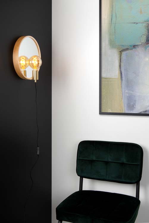 Miroir lumineux - 1xE27 - Bois clair