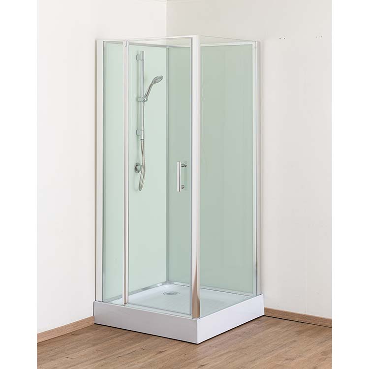 Cabine de douche Anik gauche chrome/blanc porte tournante 90x90x205cm