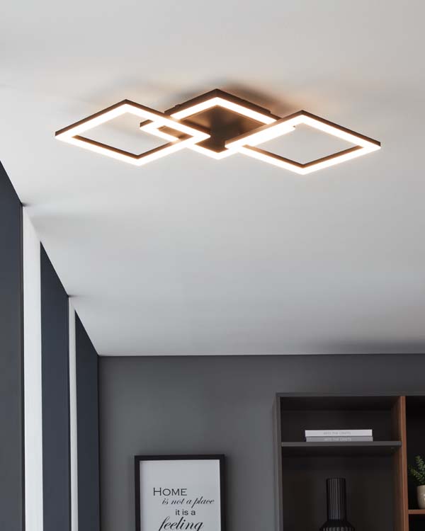 Plafondlamp - zwart - 65x31x6cm - dimbaar - LED - 3x10W - 2700K-6500K + RGB