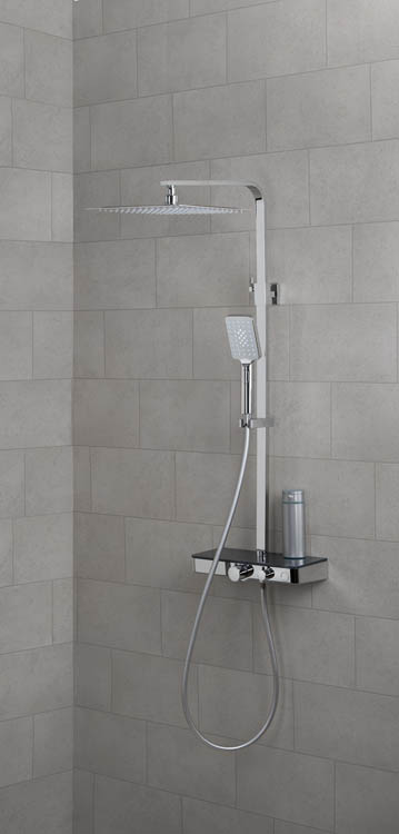 Set de douche thermostatique Olfa chrome-anthracite Set de douche thermostatique Olfa chrome-anthracite