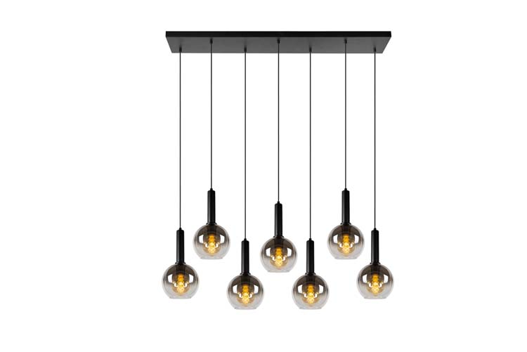 Suspension - noir - 130x30x150cm - dimmable - 7xE27 - 40W
