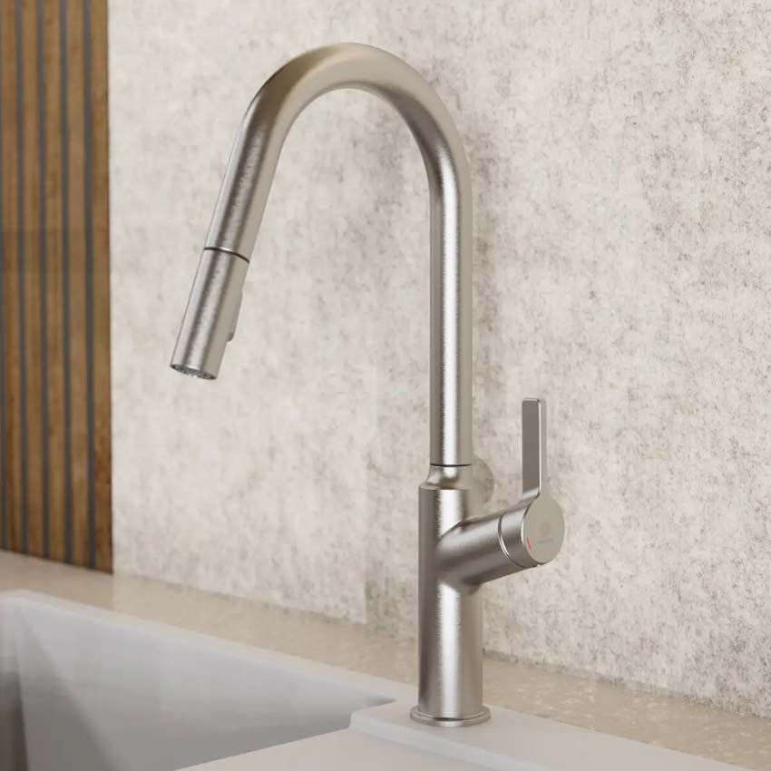 Robinet de cuisine Wasserwerk WK 12 aspect inox avec bec extractible