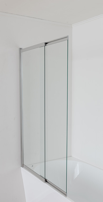 Badwand Unna glas/chroom uitschuifbaar 100x145cm