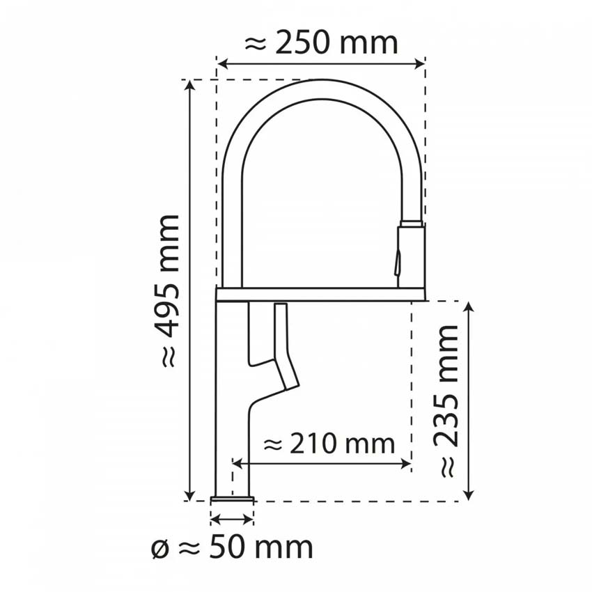 Keukenkraan Wasserwerk WK 2 mat zwart/mat goud met uittrekbare uitloop