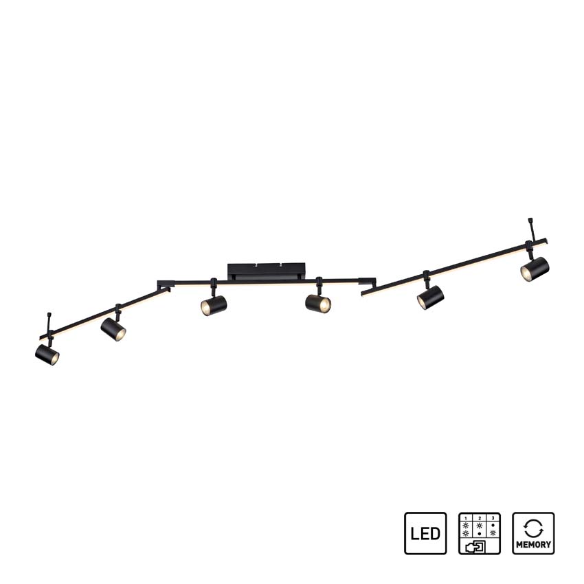 Plafonnier - Noir - 188x21x120cm - GU10 - 6x4,5W - 3000K