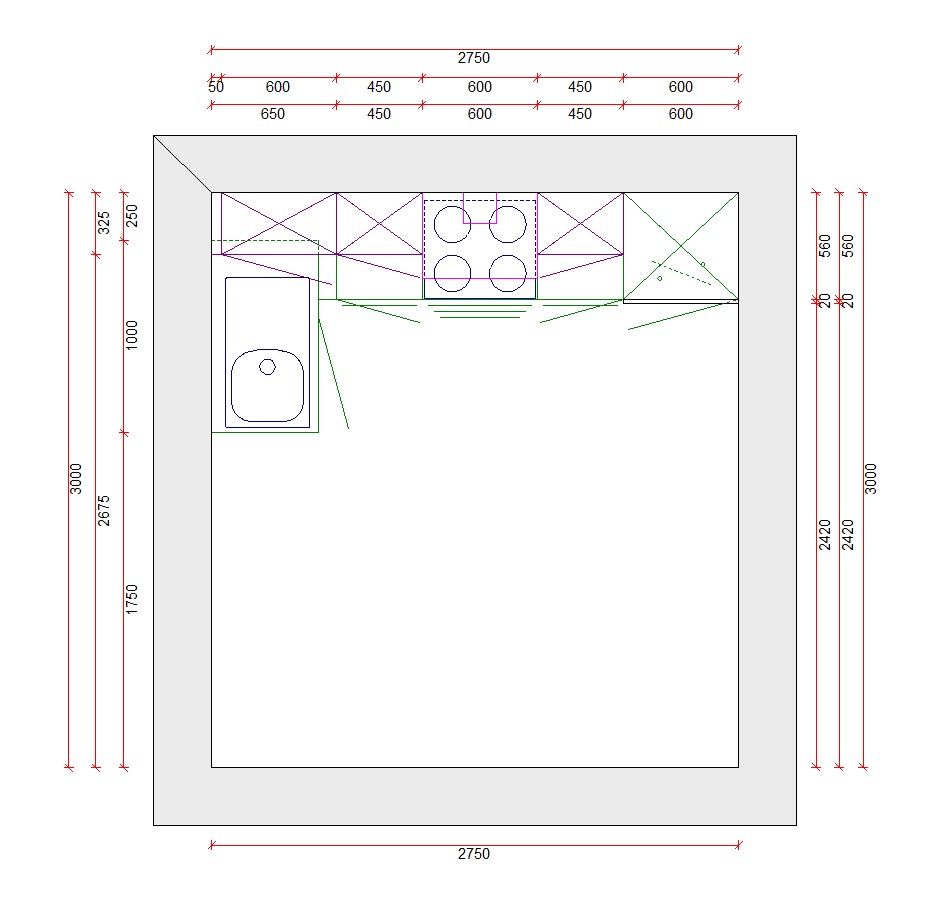 Hoekkeuken Premium 12B donkergrijs 275x125cm - voorgemonteerd - met toestellen - vitrokeramische kookplaat en inox wanddampkap