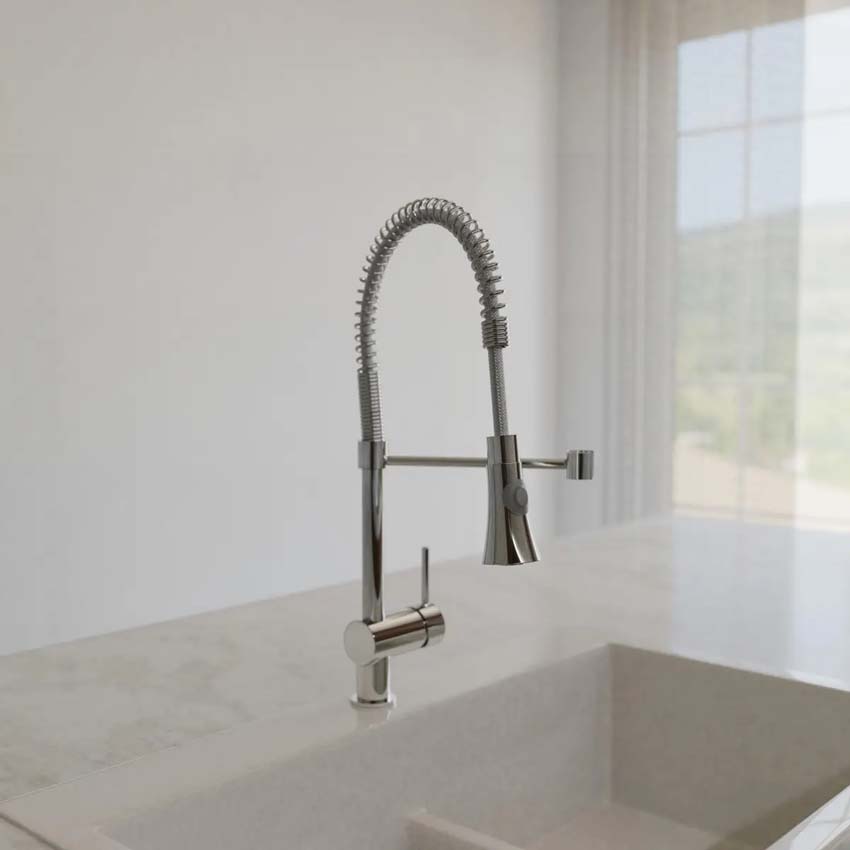 Keukenkraan Charlotte chroom met spiraalveer