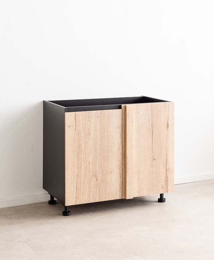 Armoire de cuisine d'angle Plenti chêne/noir 112cm droite