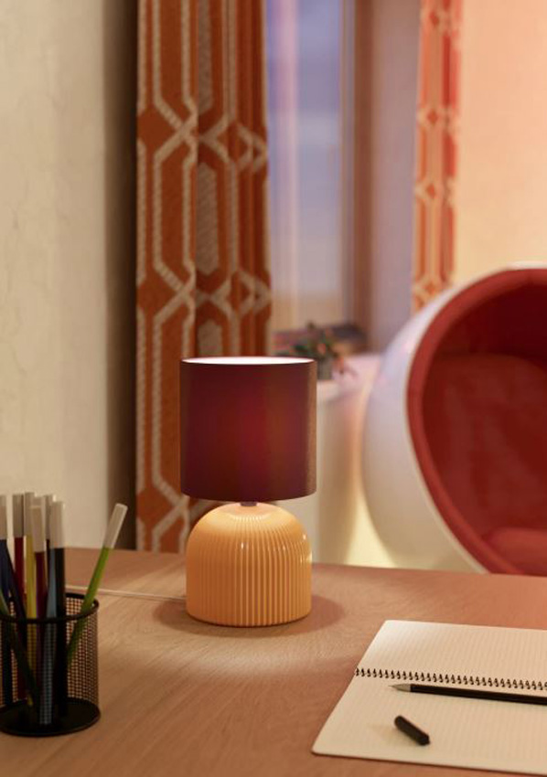 Lampe de table - bordeaux/jaune - Ø14x25,5cm - dimmable - E27 - 1x40W
