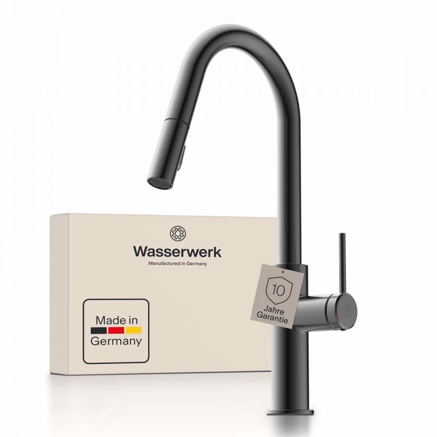 Keukenkraan Wasserwerk WK 13 Curve mat grafiet met uittrekbare uitloop