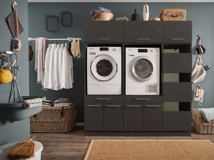 Meuble pour buanderie Decowash set 13 anthracite 185x67,5x200cm