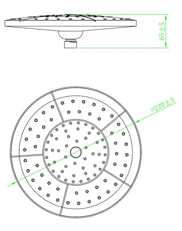 Douchekop Angelina rond chroom 22cm