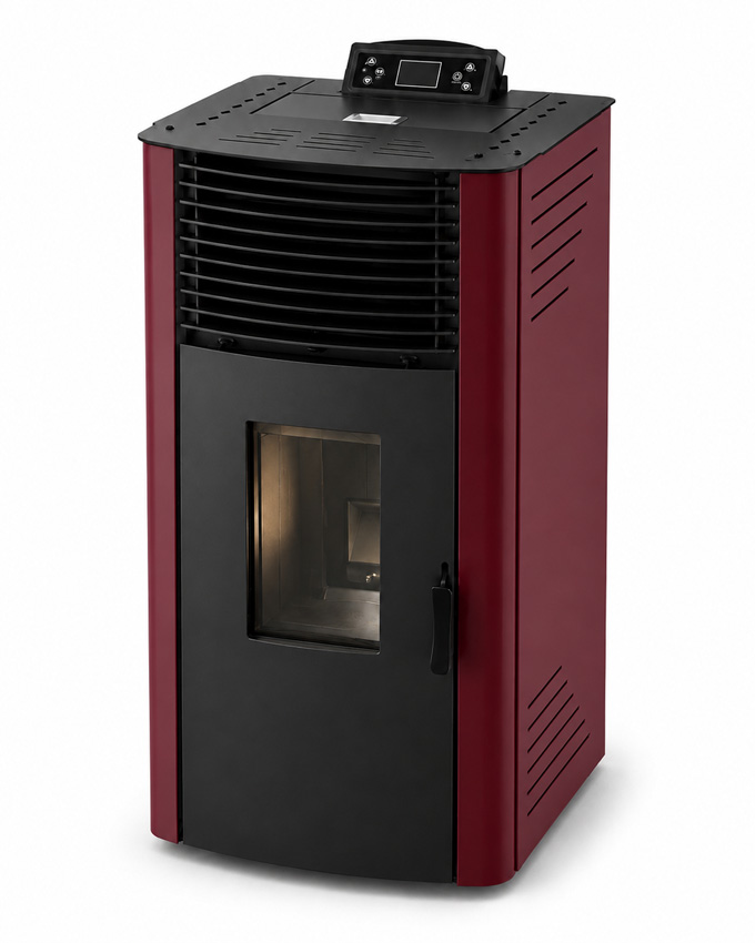 Pelletkachel Digi - 12kW - 244m³ - bordeaux - 58,5x53,4x105cm