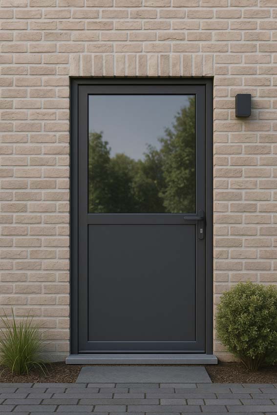 Buitendeur Tavira aluminium helder glas antraciet op maat links duwend