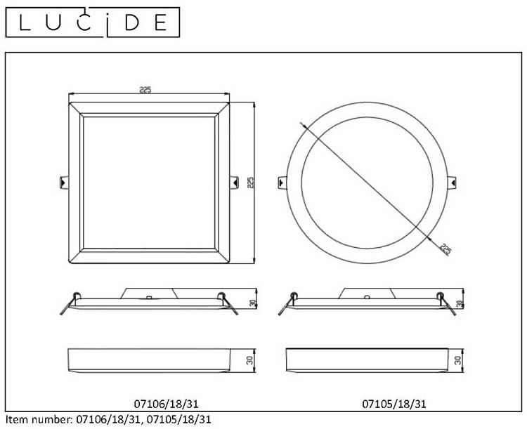 Lucide TENDO-LED - Plafonnière - Ø 22 cm - LED - 1x18W 3000K - Wit