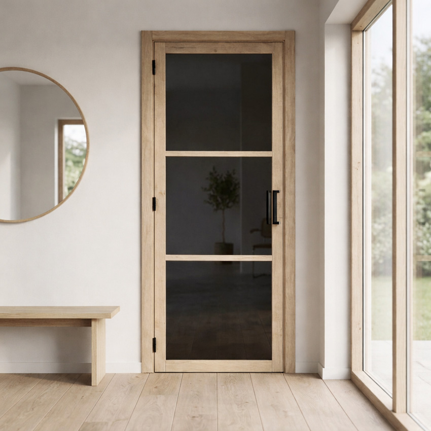 Bloc-porte pro steel look RW Oak 3R fume 63x201.5cm Gauche