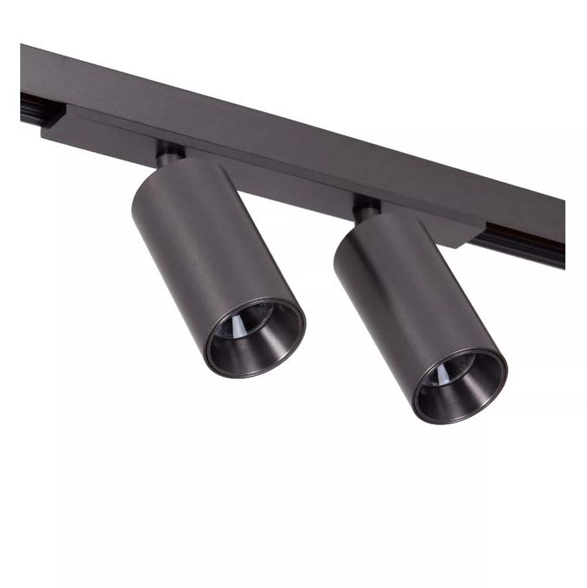 Lucide Premium Linial Bixx Railspot - Système de rails monophasé / Éclairage rail intelligent - 48V - 2xLED Dimmable - Mat Noir Chrome