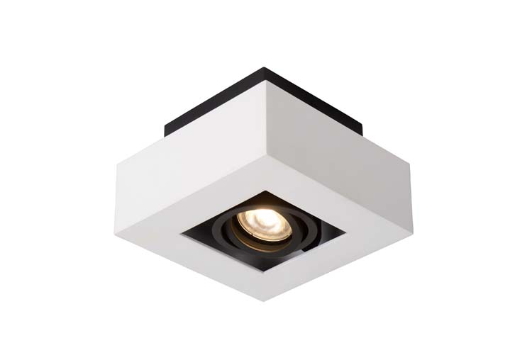Plafondlamp - vierkant - wit/zwart - dimbaar - LED - GU10 - 5W - 2200/3000K