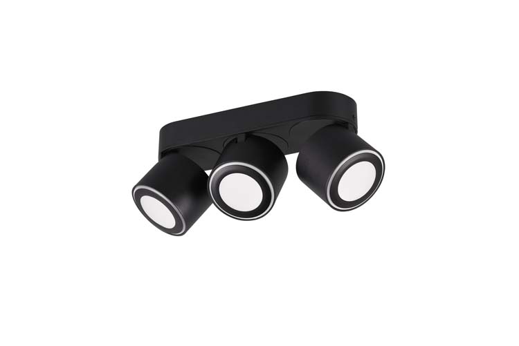 Spot en applique noir mate incl 3x3W/340Lm+3x1,5W/110Lm LED/ 3000K