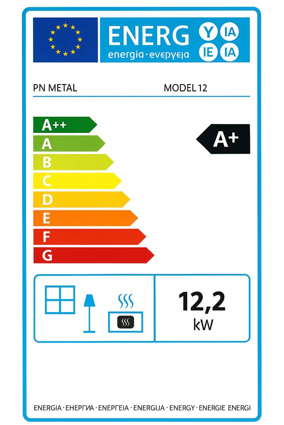 Pelletkachel Model 12 - 12,2kW - 244m3 - zwart - 46x46x94cm