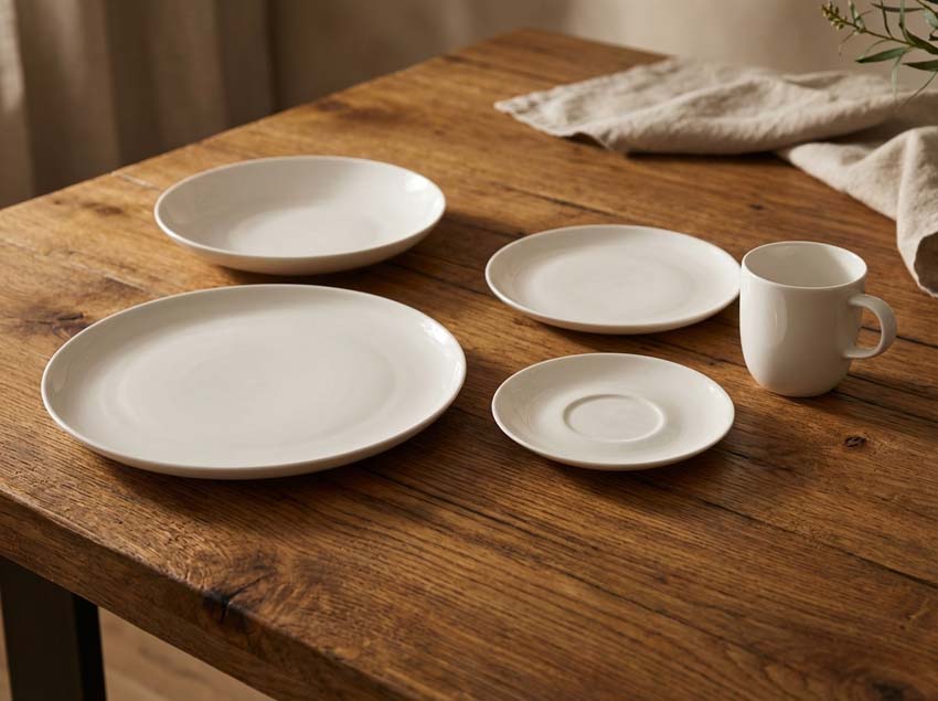 Service de table Alura en porcelaine blanche - 20 pièces - 4 personnes