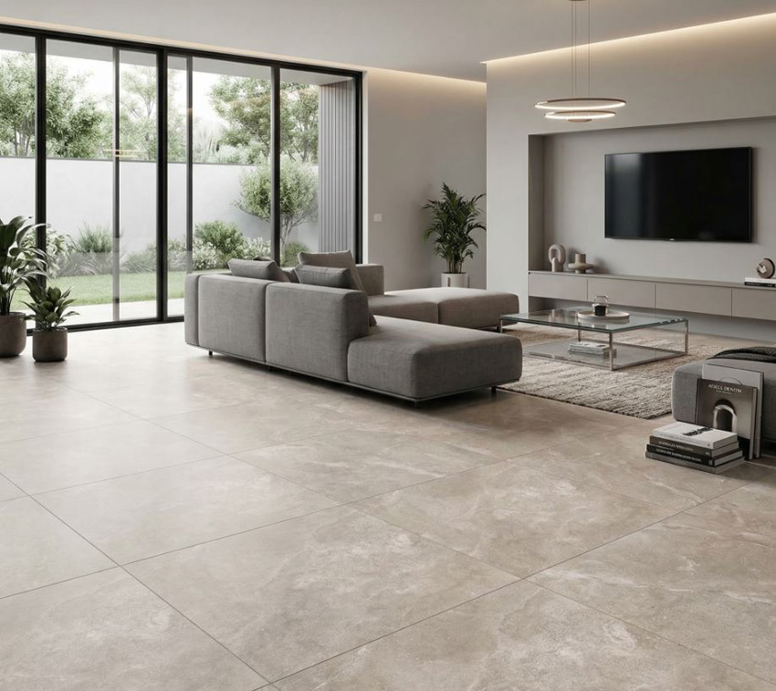 Carrelage de sol et mural Manila imitation marbre taupe mat 60x60cm