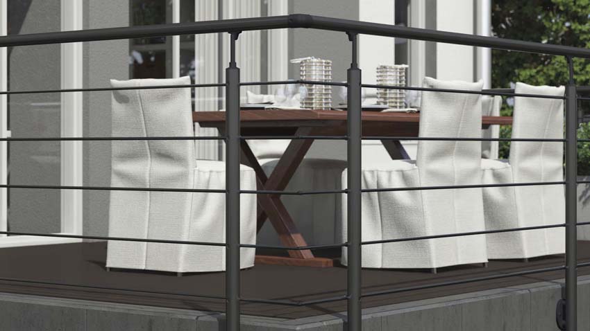 Hoekkit voor borstwering Rena aluminium zwart