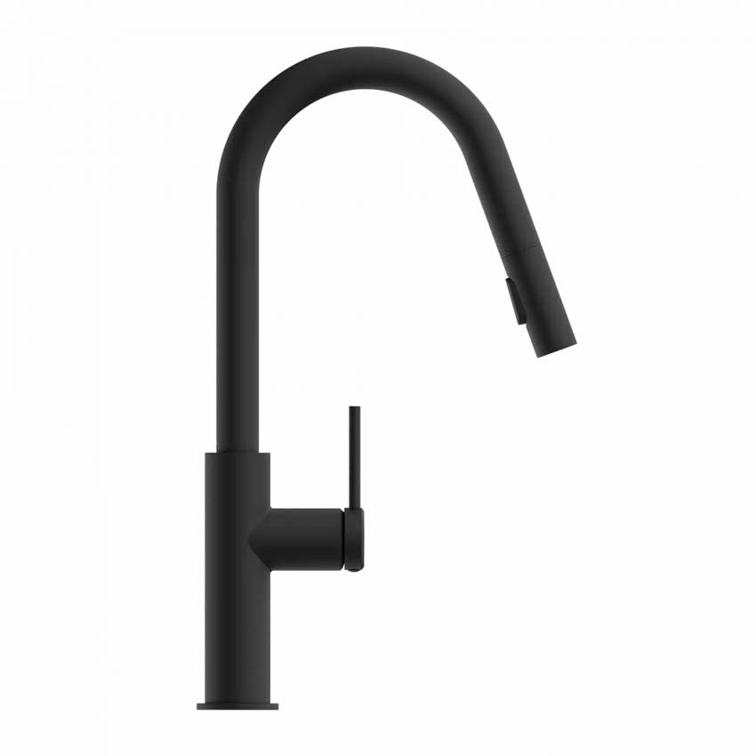 Keukenkraan Wasserwerk WK 13 Curve mat zwart met uittrekbare uitloop