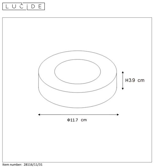 Plafondlamp - wit - rond - dimbaar - Ø11,5cm - LED - 8W - IP44