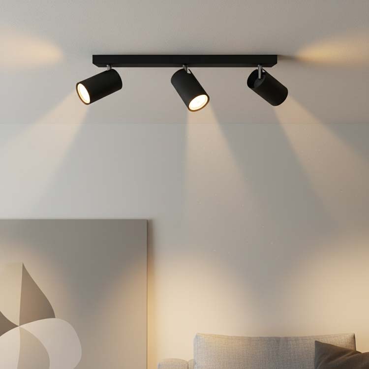 Opbouwspots zwart baar 3xGU10