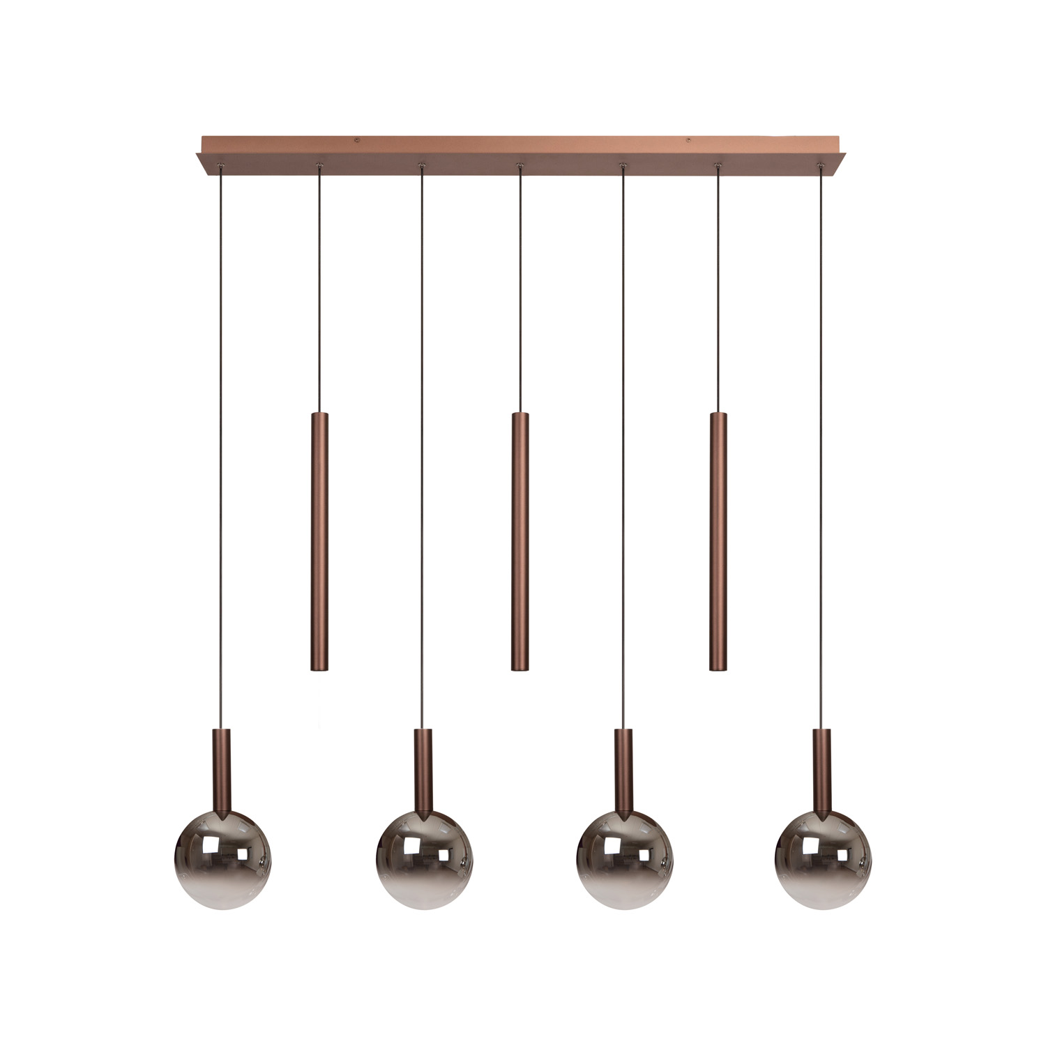 Lucide Premium Jasmine - Suspension - LED Dim. - CCT - 7X4W 2200K/3300K - Convient aux mezzanines et plafonds hauts - Cuivre