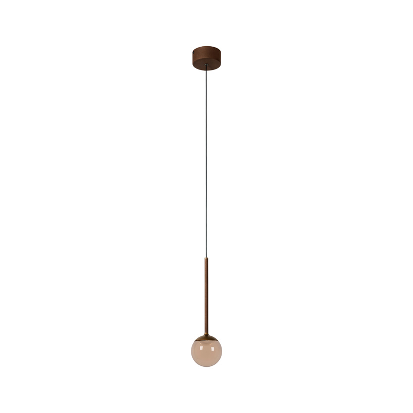 Lucide Premium Calina - Hanglamp - Ø9,9cm - LED dimbaar - CCT - 1x7W - 2200K/3300K - Met vervangbare LED-module - Koffie