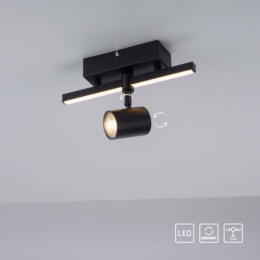 Spot en saillie - Noir - 25,5x14x16cm - Dimmable - LED - 1x4,5W - 3000K