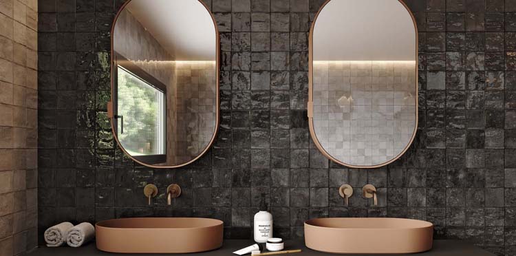 Wandtegel Cueva vierkant glanzend zwart 30x60cm