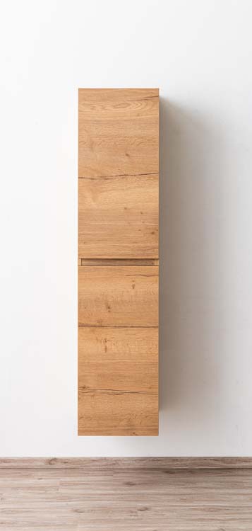 Armoire colonne Daria aspect chêne brun doré suspendue 170x40x34cm