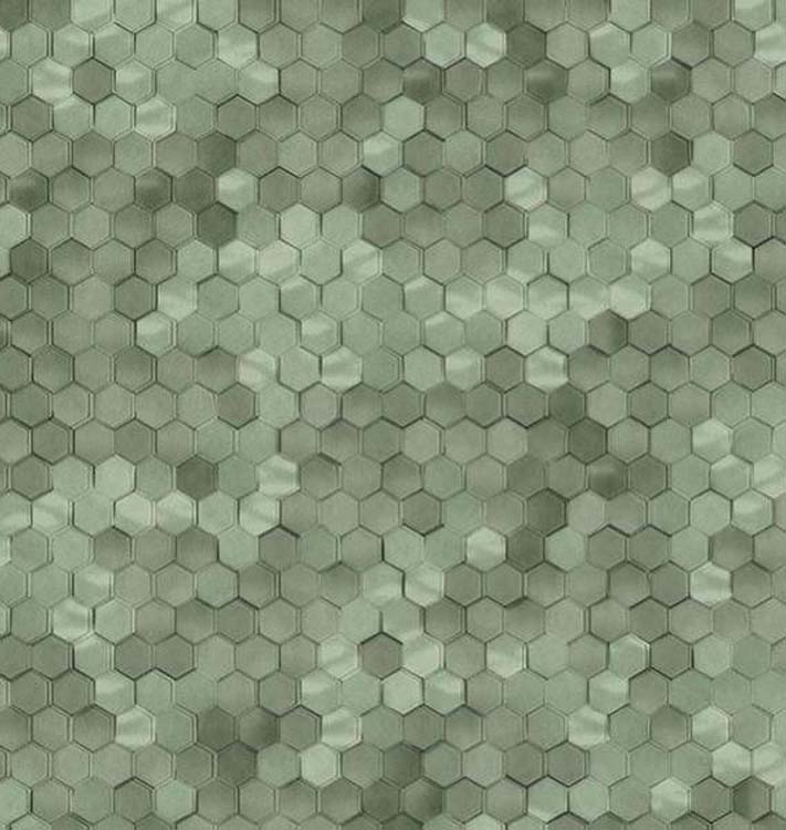Vinyle sur papier peint intissé hexagone vert clair 0,53x10,05m