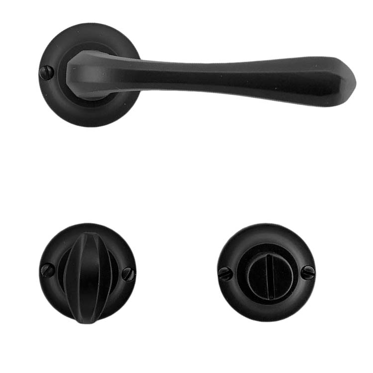 Poignée de porte pro alassio noir avec serrure toilette