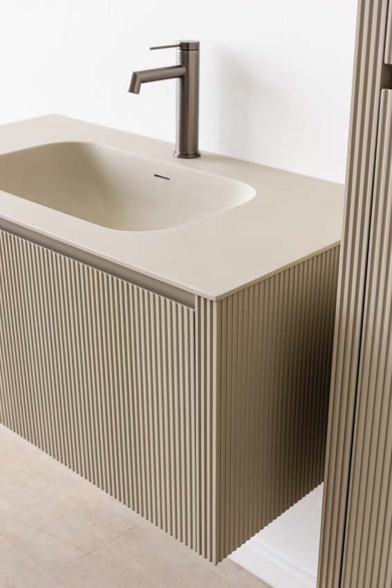 Badkamermeubel Amelia rookgrijs met enkele wastafel mat 90cm