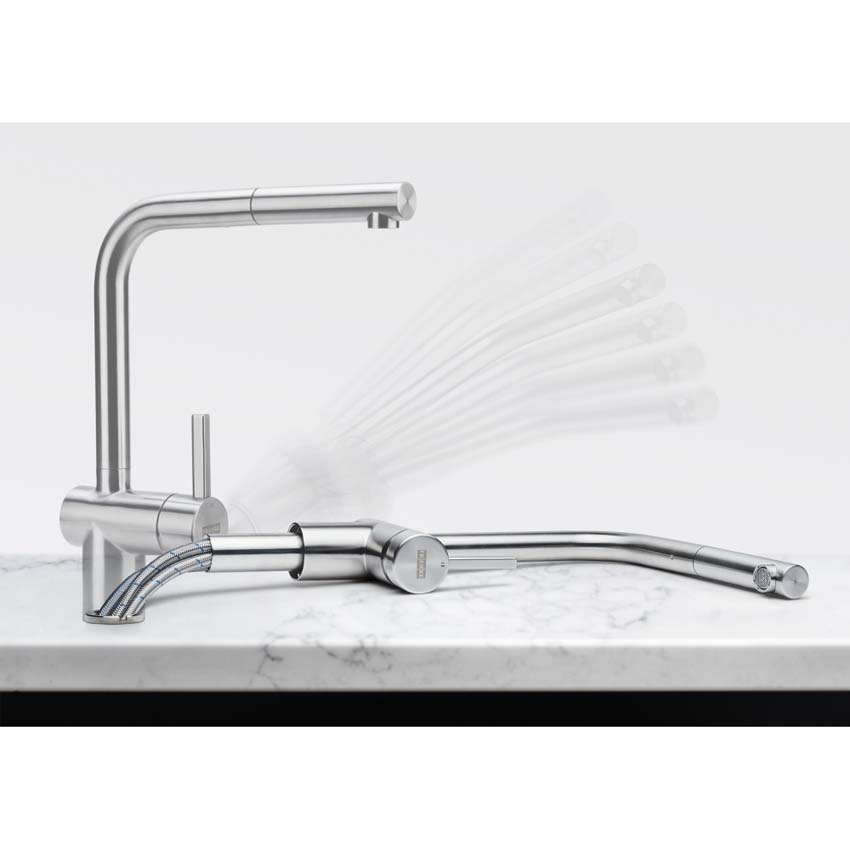 Keukenkraan/vensterkraan Franke Atlas Neo inox met uittrekbare uitloop