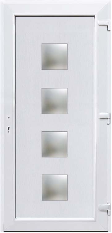 Porte extérieure 4 carrés PVC noir/blanc ouvrant à droite sur mesure