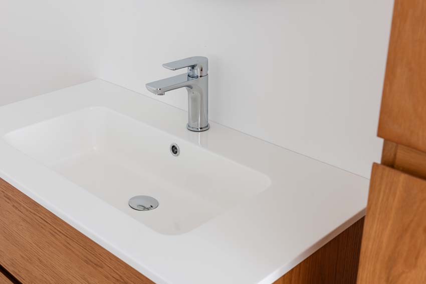 Meuble de salle de bain Fior chêne suspendu avec vasque simple blanc brillant 90cm