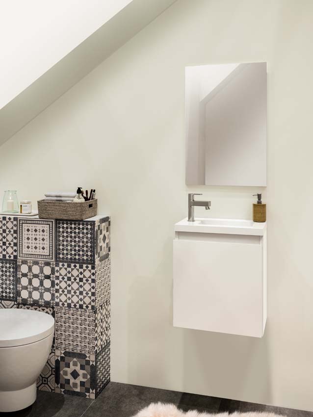 Toiletmeubel Allibert Atlanta wit glanzend wastafel wit 48x40x25cm