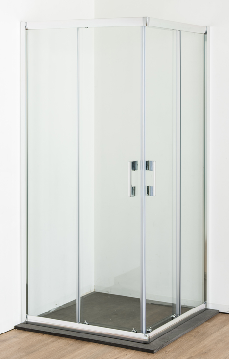 Douchehoek Agnes chroom schuifdeuren 90x90x195cm excl. opbouwdouchebak