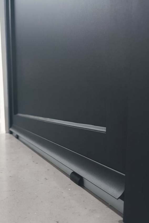 Porte extérieure Tavira en aluminium panneau plat anthracite 960x2180mm poussant à gauche