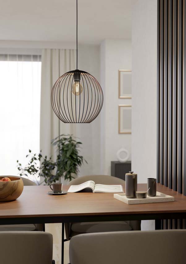 Hanglamp - Zwart/koper - Ø32cm - Dimbaar - E27 - 1x60W