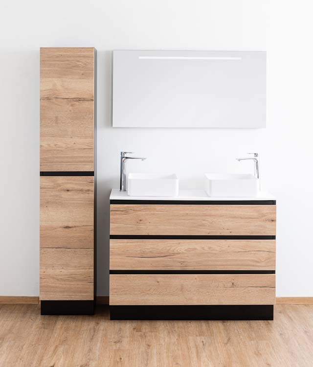 Badkamermeubel Dotan eik staand met mat topblad 120cm