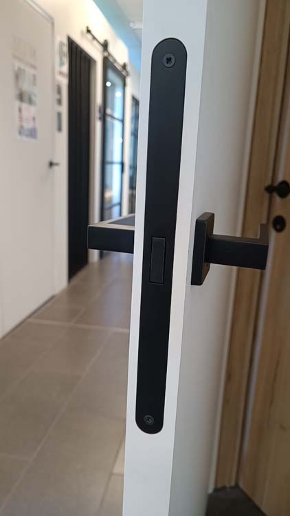 Porte intérieure complète Pro Palladium blanc 201,5x73cm tubulaire droite + châssis coulissant 8-10,5cm