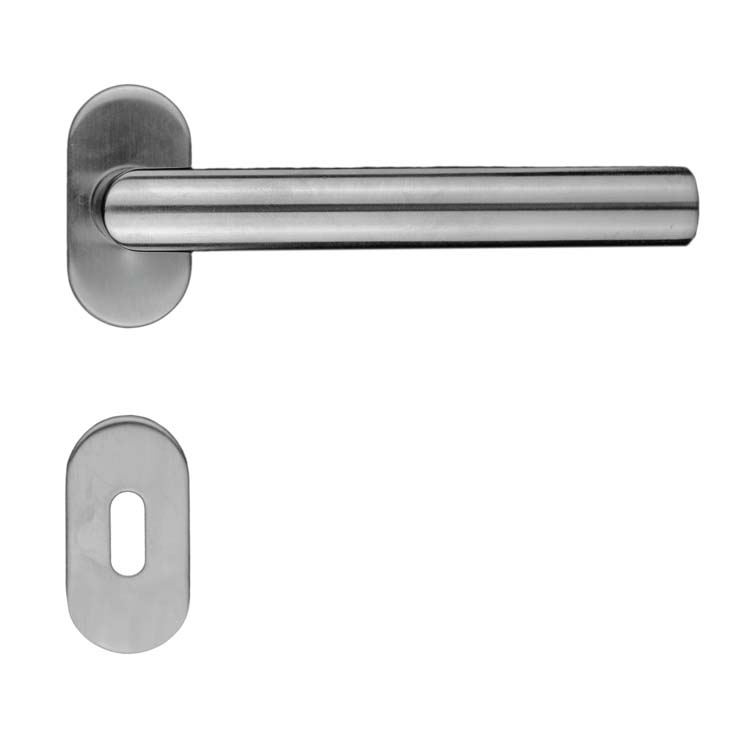 Poignée de porte pro prof belluno 19mm inox plus rosace barbe