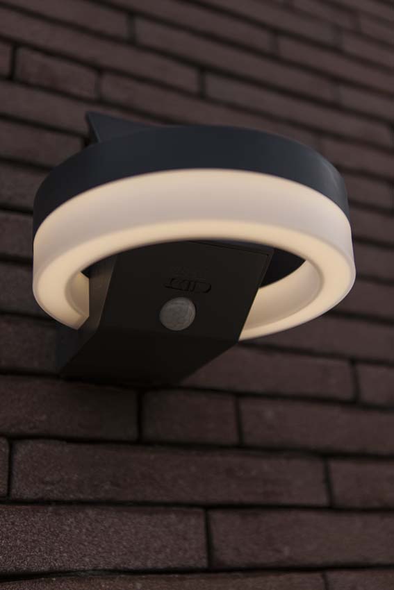 Wandlamp buiten Astra Solar - grijs - dimbaar - 12W - 3000K - IP54 - met bewegingssensor