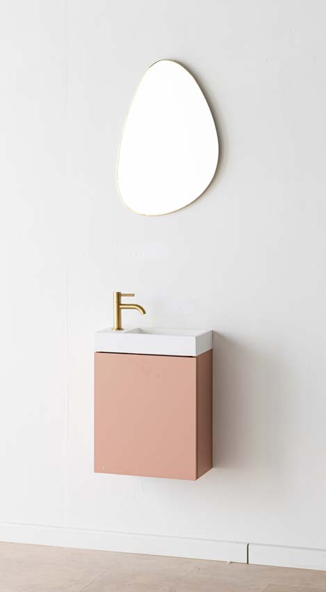 Toiletmeubel Dotan abrikoos wastafel mat wit 45x40x22cm